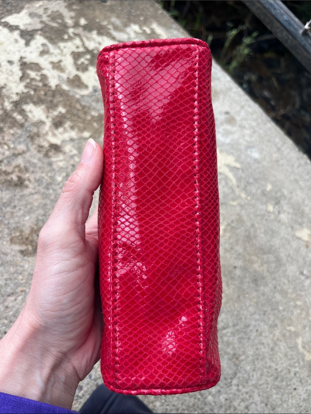 Like new Limited Edition Michael Kors Red Snake-Embossed Tassel Cosmetic Bag - Picture 6 of 15
